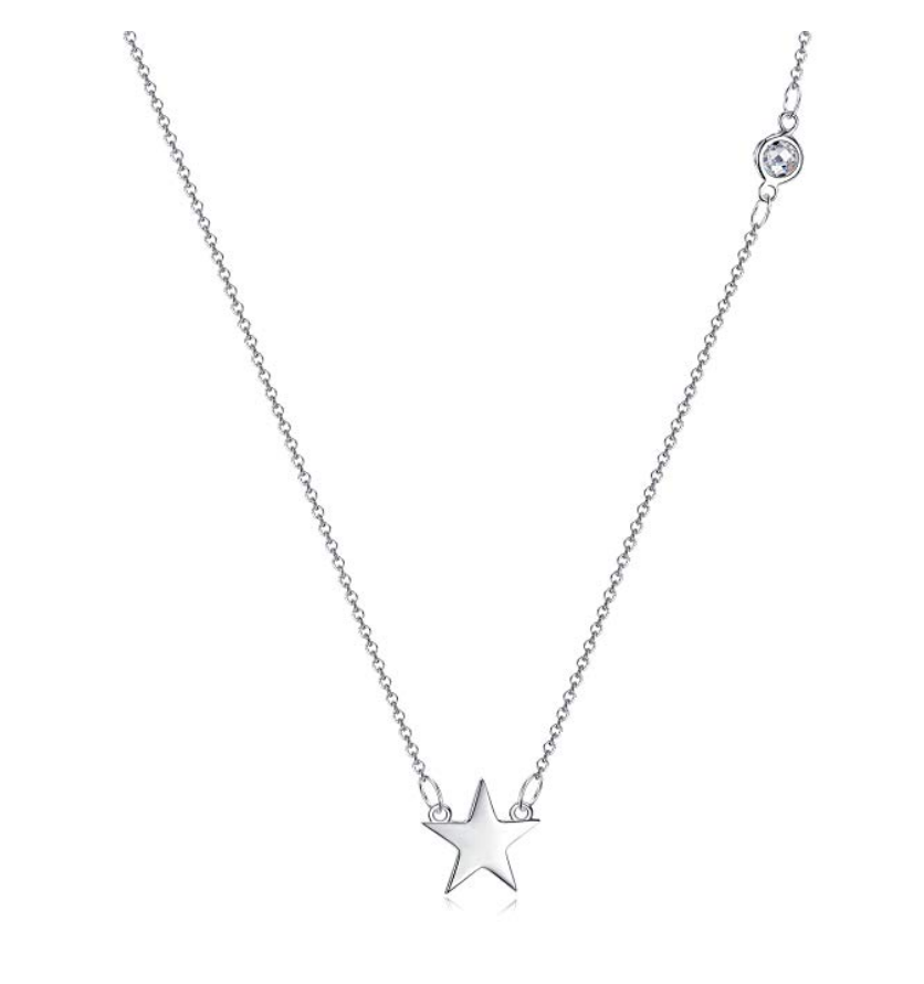DARLING HER 925 Sterling Silver Moon And Star Tales Chain Link Pendant Necklaces For Women Fine Jewelry