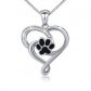  Paw Print Silver Heart Necklace