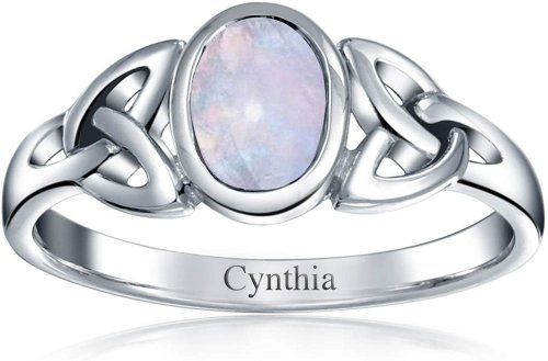 Celtic Trinity Knot Triquetra Rainbow Moonstone Ring Collection