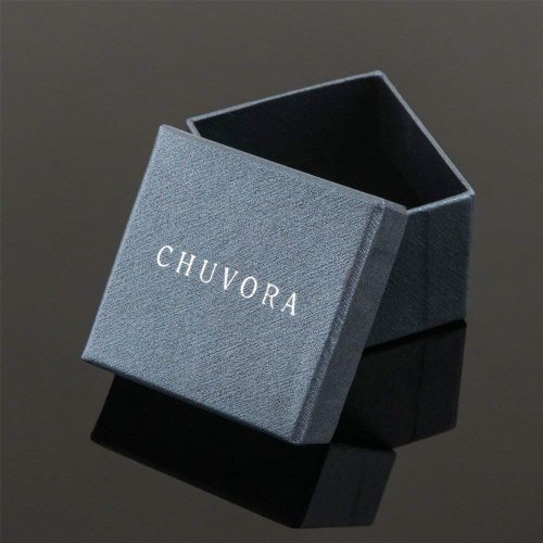 Chuvora 925 Oxidized Sterling Silver Natural Moonstone Ring Box