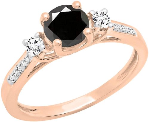 Dazzlingrock Collection rose gold black diamond ring