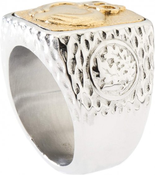 Silver ring with gold top