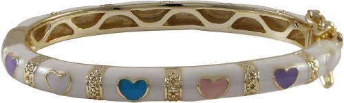 Ivy and Max Gold Finish Multi Color Enamel Flower Bangle Bracelet 5.5+1 Extender