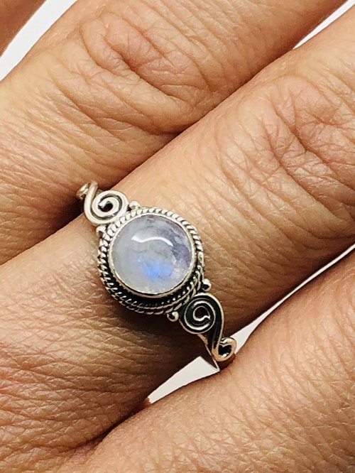 Koral Jewelry Moonstone Spiral Side Ring Hand
