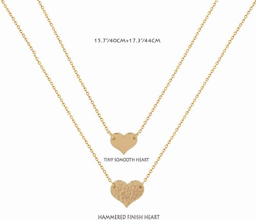 Mevecco Layered Heart Necklace Pendant Size