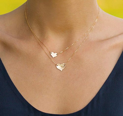 Mevecco Layered Heart Necklace Pendant Girl