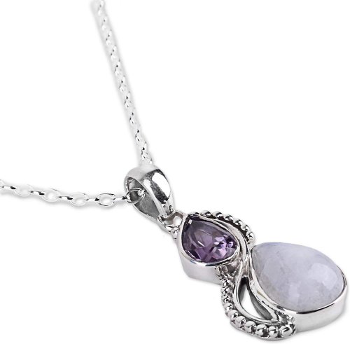 Moonstoneand purple stone pendant