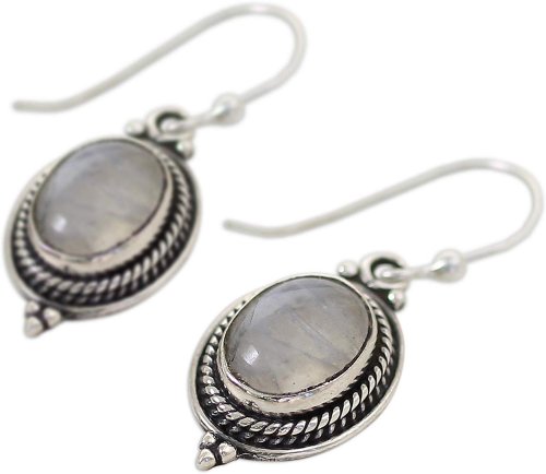 NOVICA Rainbow Moonstone Dangle Earrings Side