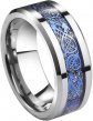  Silver Meteorite Inlay Blue Ring