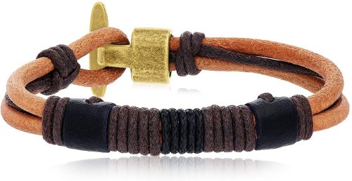 Regetta Jewelry Light Brown Leather Rope Wrist Bracelet
