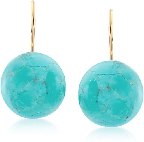 Ross-Simons Button Turquoise Drop Earrings 