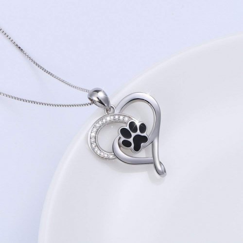 Silver paw necklace