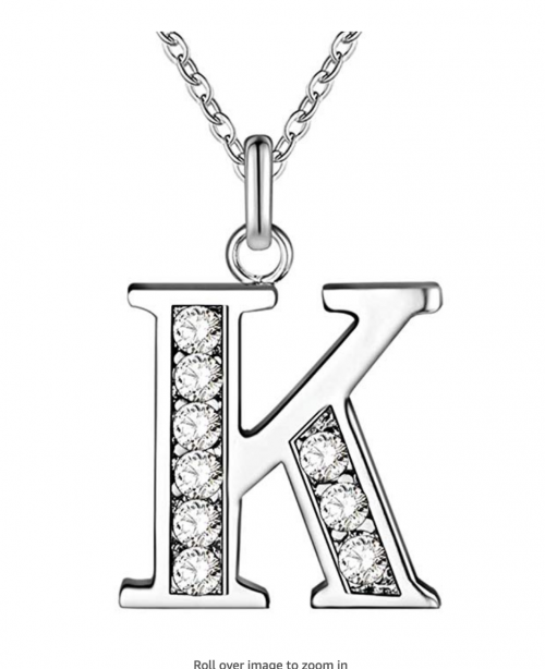 PARTNER Sterling Silver Plated Simple 26 Letters Alphabet Personalized Charm Pendant Necklace Best for Gift