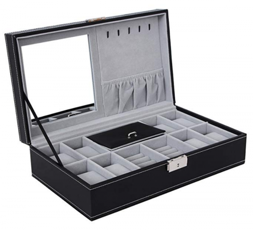 Glenor Co Earring Organizer Holder - 50 Small & 4 Large Slots Classic Jewelry Box