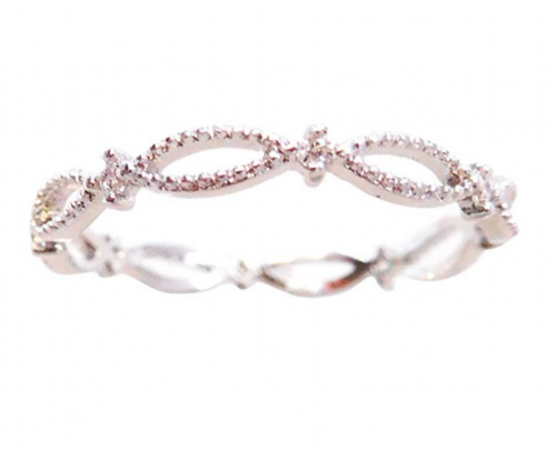 Excelsia 'Alyssera' 14K Rose/White Gold-Plated CZ Dainty Bound Split Band Stackable Ring