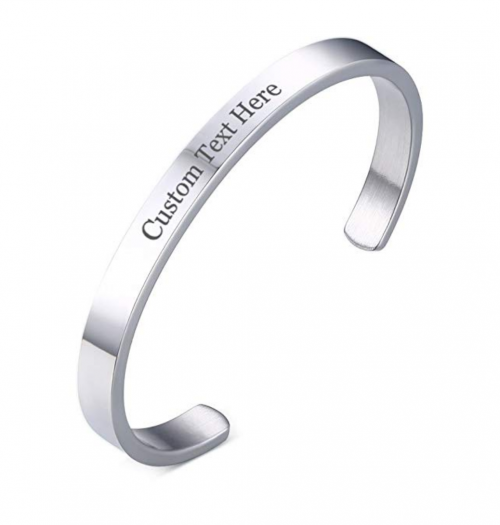 XUANPAI 6MM Initial, Name, Date, Stainless Steel Cuff Bangle Bracelet for Women and Men