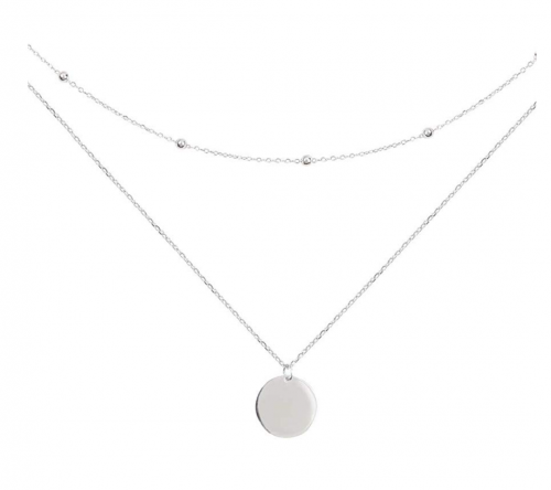 Dtja Layered Disc Pendant Choker Necklace