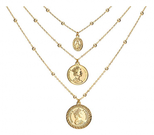 ACC Planet  Coin Pendant vitange Layered Necklace