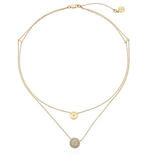 Michael Kors Double Chain Pave Pendant Necklace