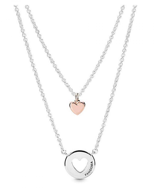 PANDORA Layered Heart PANDORA Rose Necklace