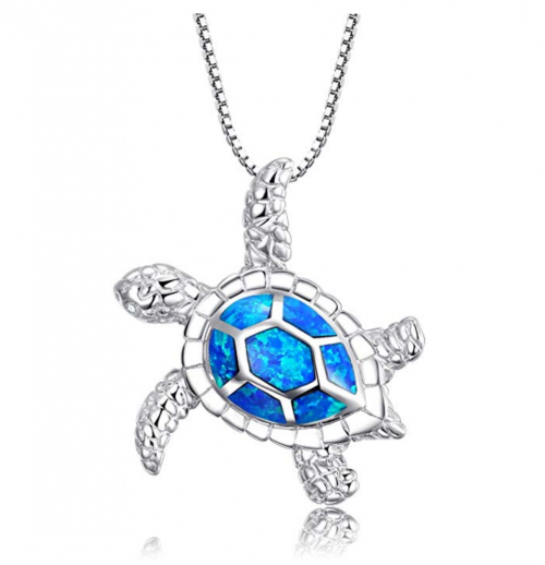 Victoria Jewelry Blue Opal Sea Turtle Necklace