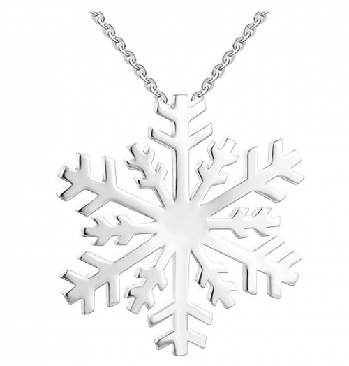 JO WISDOM 925 Sterling Silver White Blue Cubic Zirconia Winter Frozen Snowflake Pendant Necklace