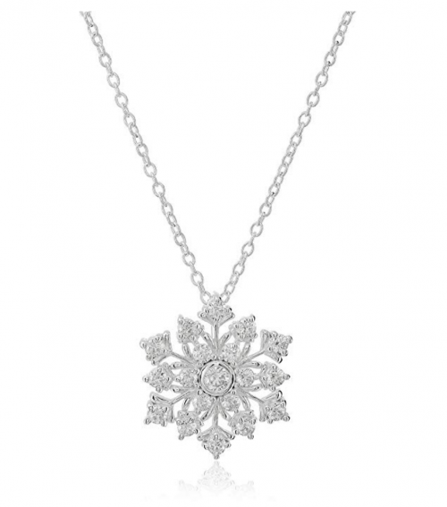 Hallmark Jewelry Sterling Silver Cubic Zirconia Snowflake Pendant Necklace