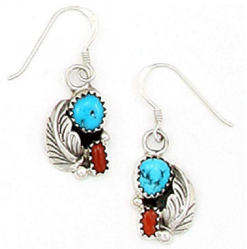  Rich Peel Turquoise & Coral Drop-Earrings