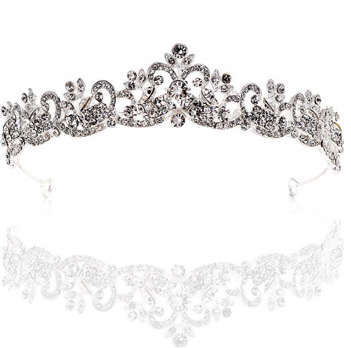 Dbella Bridal Tiara Rhinestones Crystal Wedding Headband Crown 