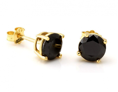 Lanroque 14K Gold Plated Sterling Silver Round-Cut Cubic Zirconia Stud Earrings For Men