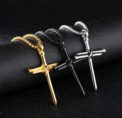 HIJONES cross necklace for men on leather