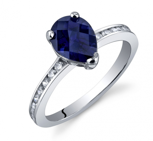 Ruby & Oscar Sapphire & CZ Teardrop Engagement Ring