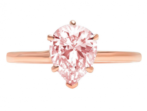 Clara Pucci Brilliant Pear Cut Solitaire Pink Diamond Ring