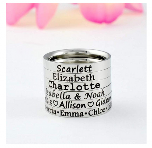 Stamped Love Dainty Name Ring