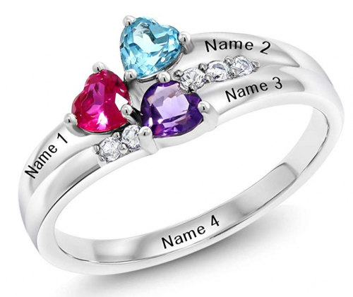 Gem Stone King 3-Name Ring