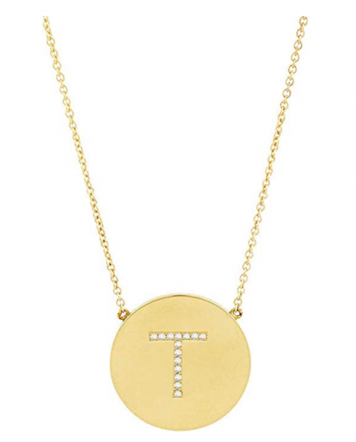Sterling Forever Gold Vermeil & CZ Round Initial Necklace