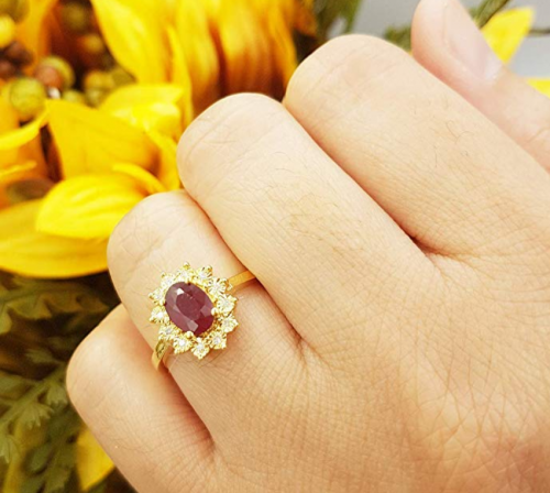 Dazzlingrock Collection Royal Ruby Engagement Ring on Hand