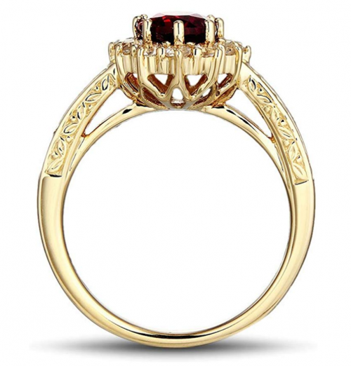 Diamond Classic Jewelry Yellow Gold Ruby Ring from Profile