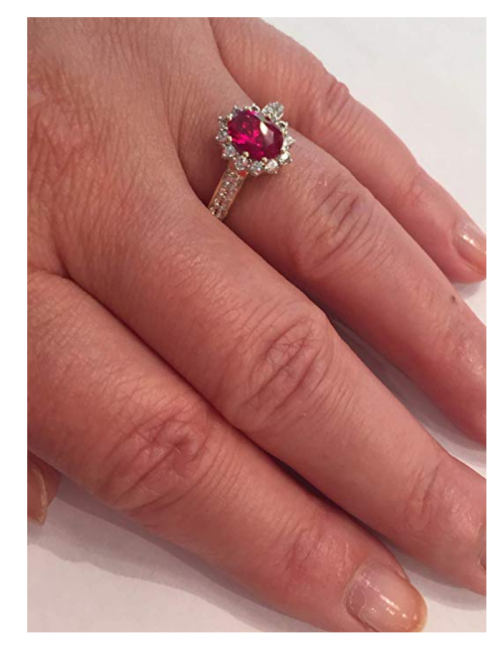 Diamond Classic Jewelry Yellow Gold Ruby Ring on Hand