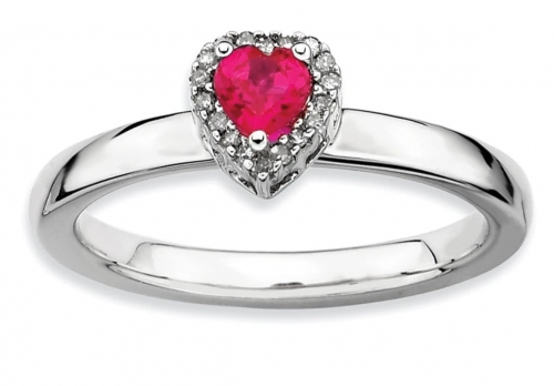 Black Bow Jewelry & Co Sterling Silver & Ruby Heart Ring
