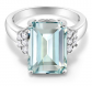 Gem Stone King Emerald-Cut Simulated Aquamarine Ring