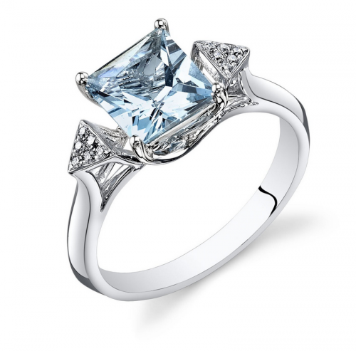 Ruby & Oscar Princess Cut Aquamarine & Diamond Ring