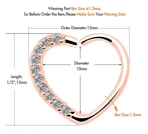 OUFER Heart-Sharped Helix Earring Size