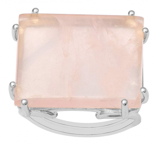 Shine Jewel 3-Dimensional Handmade  Rose Quartz Ring View from Front