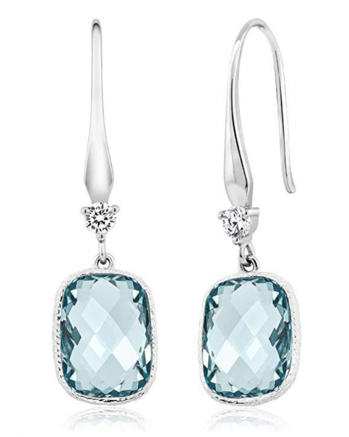 Gem Stone King Sterling Silver Simulated Aquamarine Dangle Earrings