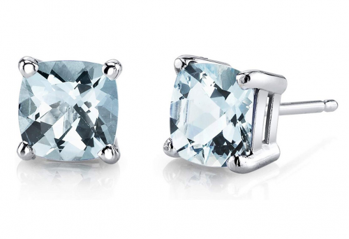 Peora 14K White Gold Cushion-Cut Aquamarine Earrings