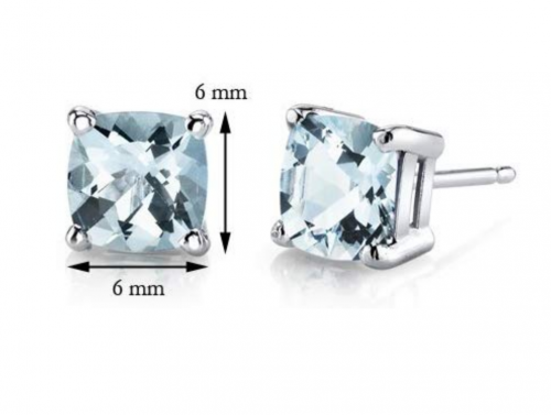 Peora 14K White Gold Cushion-Cut Aquamarine Earrings Size