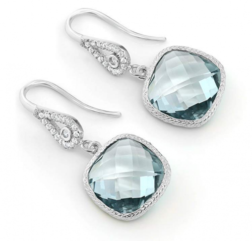 Gem Stone King Aquamarine Dangle Earrings