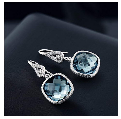 Gem Stone King Aquamarine Dangle Earrings on Display