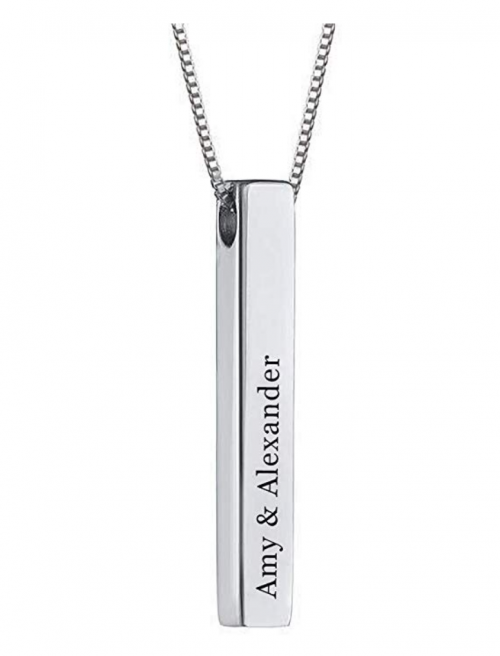 RESVIVI Sterling Silver Personalized Bar Necklace